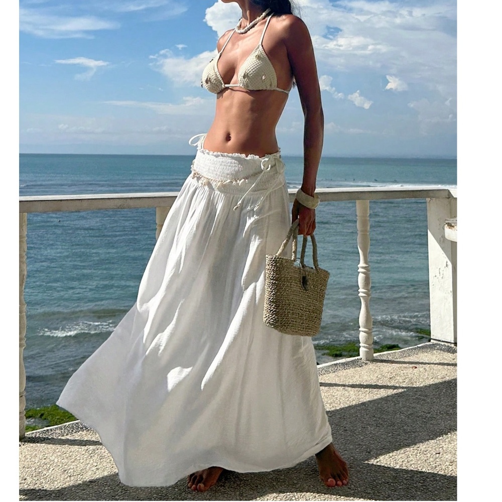 Solid High Waisted A-line Minimalist Maxi Skirt   